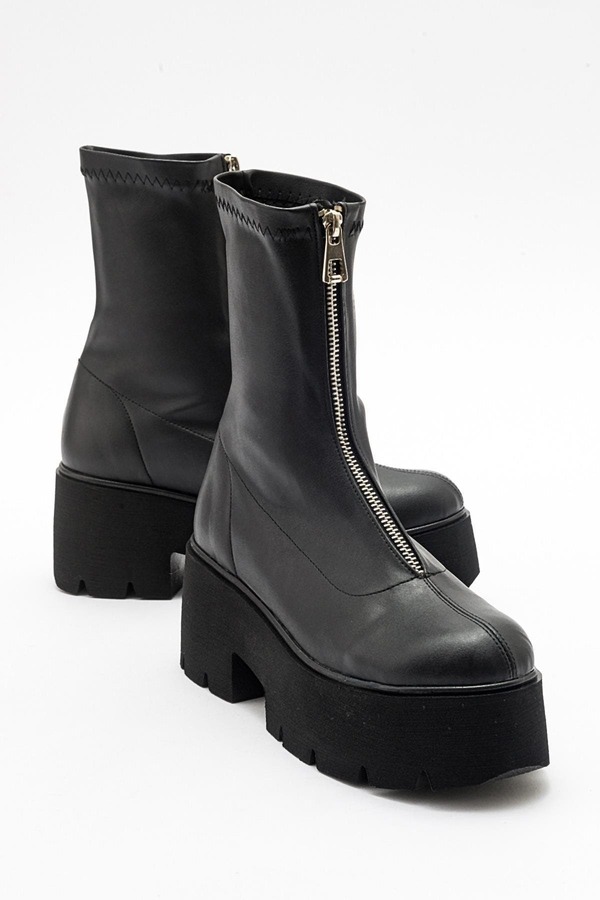 プロローグシューズ レディース ブーツ・レインブーツ プラットフォーム Prologue Shoes Ovil Platform Zip Boot (Women) Black ブラック｜ReVida 店