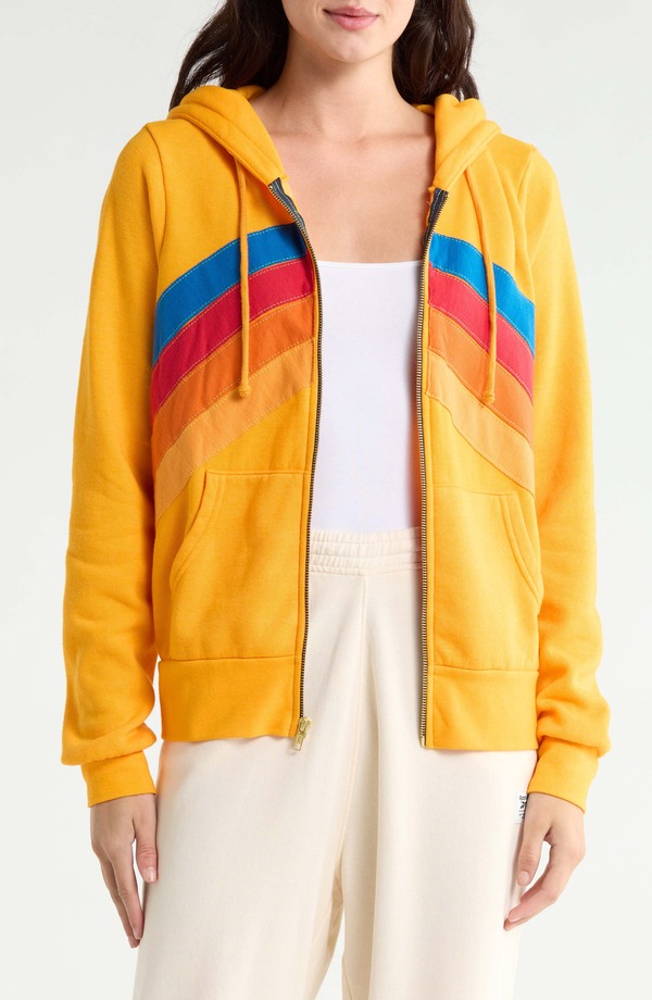 アヴィエイターネイション レディース アウター パーカー・スウェット Aviator Nation Mountain Stitchevron Zip Hoodie GOLD ゴールド|ReVida 店