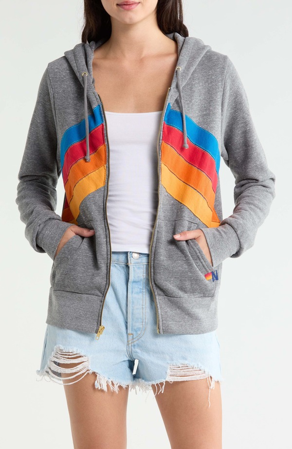 アヴィエイターネイション レディース アウター パーカー・スウェット Aviator Nation Mountain Stitchevron Zip Hoodie HEATHER GREY グレー|ReVida 店