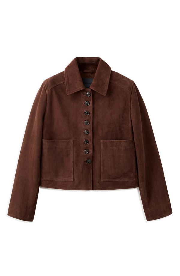 マンゴ レディース アウター ジャケット・ブルゾン スエード MANGO Suede Button Front Crop Jacket BURNT ORANGE オレンジ｜ReVida 店