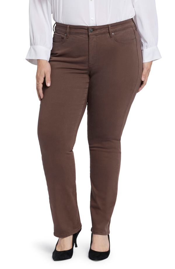 エヌワイディージェイ レディース ボトムス デニムパンツ ストレート プラスサイズ ジーンズ NYDJ Marilyn Straight Leg Jeans (Plus) COFFEE BEAN コーヒー|ReVida 店