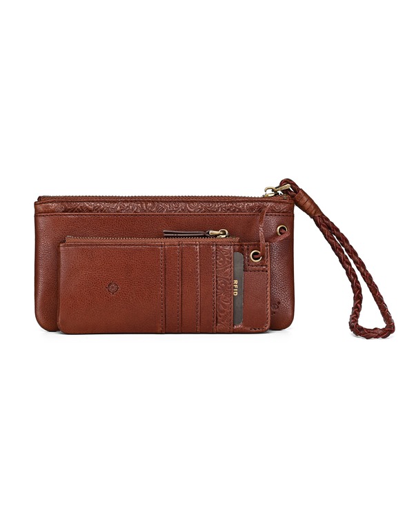 オールドトレンド レディース アクセサリー 財布 レザー OLD TREND Mari gold Genuine Leather ModularFID Zip Wallet Brown ブラウン|ReVida 店