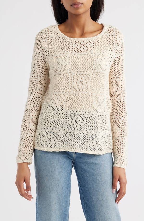 ビーチランチラウンジ レディース アウター パーカー・スウェット セーター beachlunchlounge Tiara Crochet Look Sweater EGG SHELL|ReVida 店