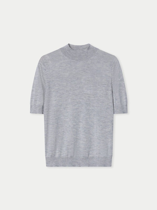 ゴビ カシミヤ レディース トップス シャツ ハイネック シルク Gobi Cashmere Silk Shirt withigh Neck vapor blue ブルー｜ReVida 店