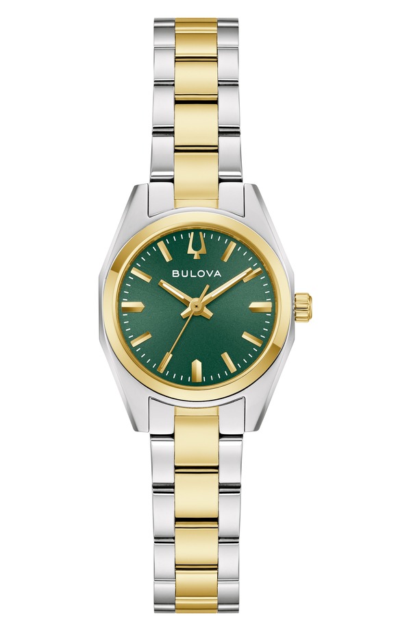 ブロバ レディース アクセサリー 腕時計 BULOVA Surveyor Two-Tone Bracelet Watch 22.7mm GREEN/ TWO-TONE グリーン|ReVida 店