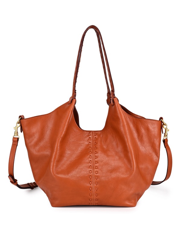 オールドトレンド レディース バッグ レザー OLD TREND Magnolia Genuine Leather Handwoven Convertible Tote Cognac|ReVida 店