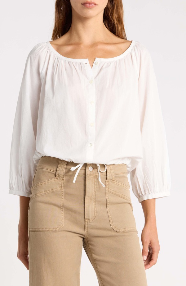 ペイジ レディース トップス シャツ PAIGE Kinzie Button-Up Top WHITE ホワイト｜ReVida 店