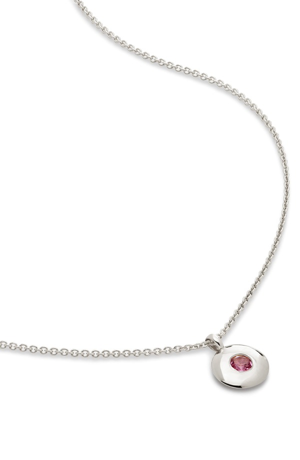 モニカヴィナダー レディース アクセサリー ネックレス・チョーカー レース Monica Vinader October Birthstone Pink Tourmaline Pendant Necklace STERLING SILVER シルバー|ReVida 店