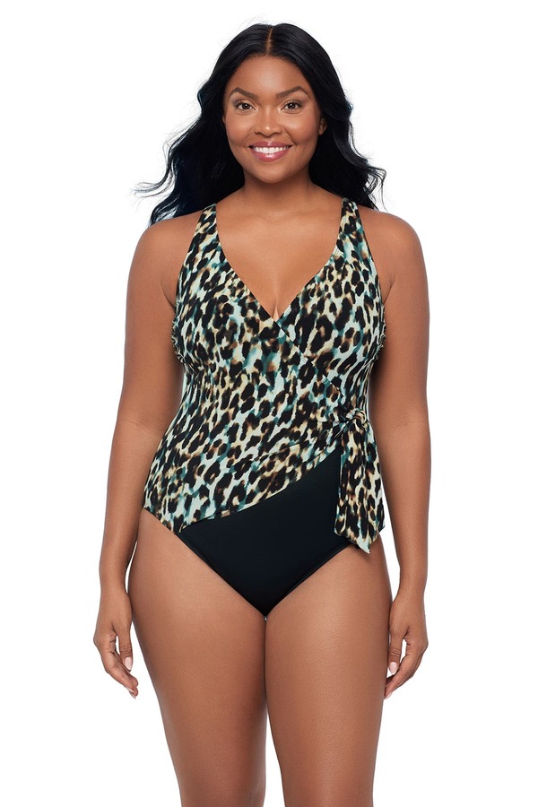 トリムシェイパー レディース トップス ワンピース Trimshaper Vera Side-Tie One-Piece Control Swimsuit Leopard In The Mist アニマル|ReVida 店