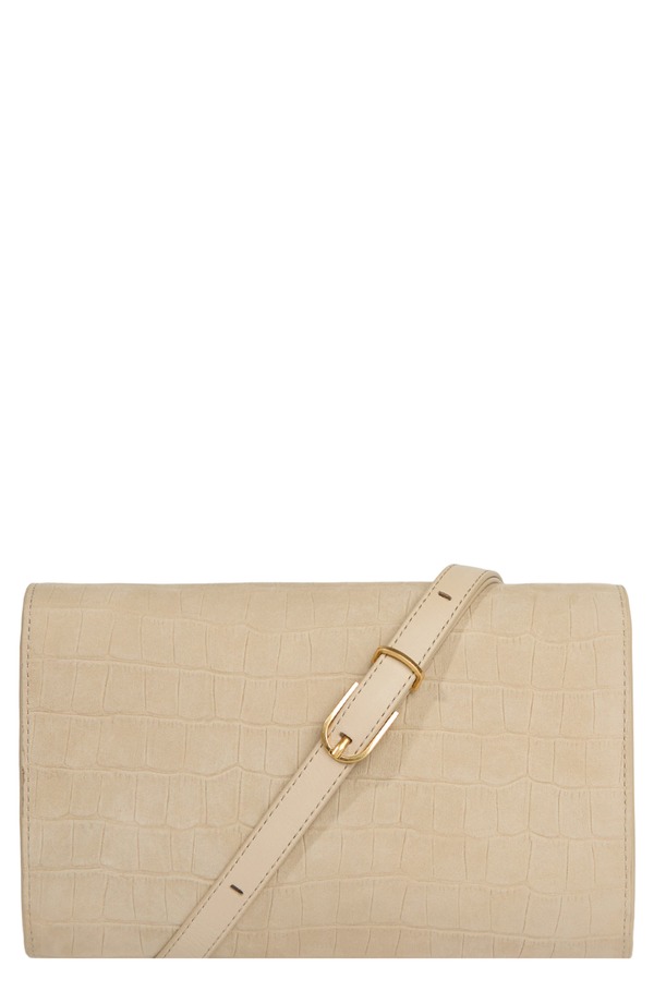 ヴィンス レディース バッグ レザー Vince Croc Embossed Nubuck Leather Wallet on a Strap MARZIPAN|ReVida 店