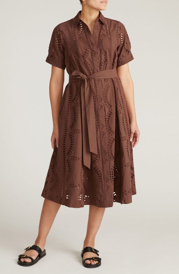 ユニバーサル スタンダード レディース トップス ワンピース プラスサイズ シャツ Universal Standard Eyeletie Waist Poplin Shirtdress (Plus Regular) PEPPERCORN|ReVida 店