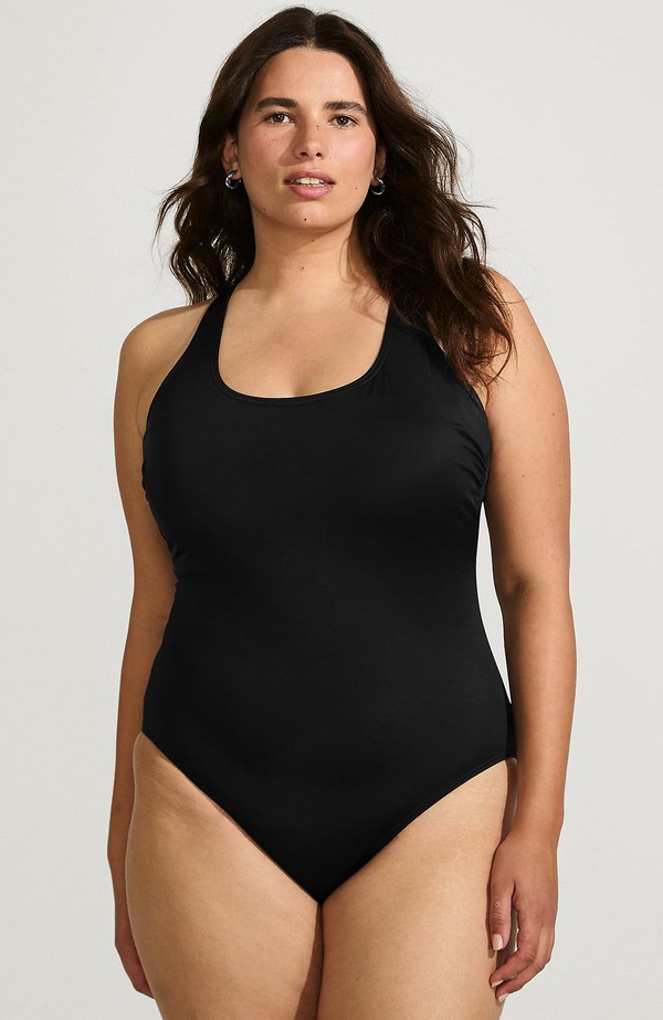 ランズエンド レディース トップス ワンピース プラスサイズ トール Lands' End Chlorine Resistant Scoop Neck X-Back High Leg Soft Cup Tuglessporty One Piece Swimsuit (Plus Tall) Black ブラック｜ReVida 店