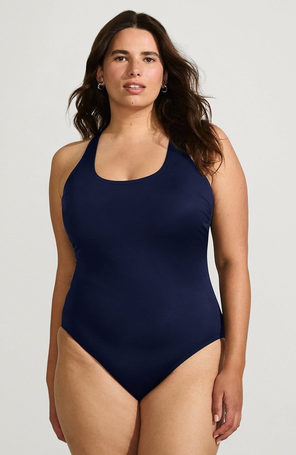 ランズエンド レディース トップス ワンピース プラスサイズ トール Lands' End Chlorine Resistant Scoop Neck X-Back High Leg Soft Cup Tuglessporty One Piece Swimsuit (Plus Tall) Deep Sea Navy ネイビー|ReVida 店