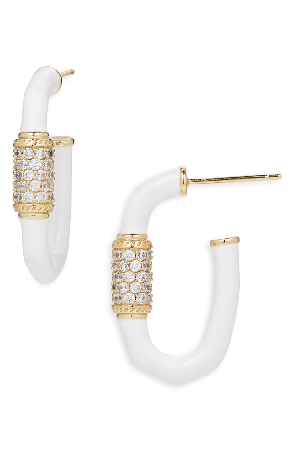 ケンドラスコット レディース アクセサリー ピアス・イヤリング Kendra Scott Emery Enamel Hoop Earrings GOLD WHITE MIX ホワイト｜ReVida 店