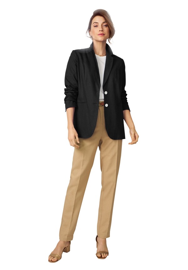ジェシカロンドン レディース アウター ジャケット・ブルゾン プラスサイズ ブレザー リネン Jessica London Linen Blazer (Plus Regular) BLACK ブラック|ReVida 店