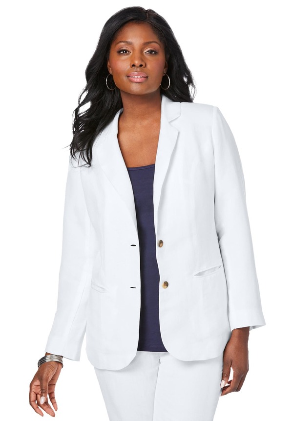 ジェシカロンドン レディース アウター ジャケット・ブルゾン プラスサイズ ブレザー リネン Jessica London Linen Blazer (Plus Regular) WHITE ホワイト|ReVida 店