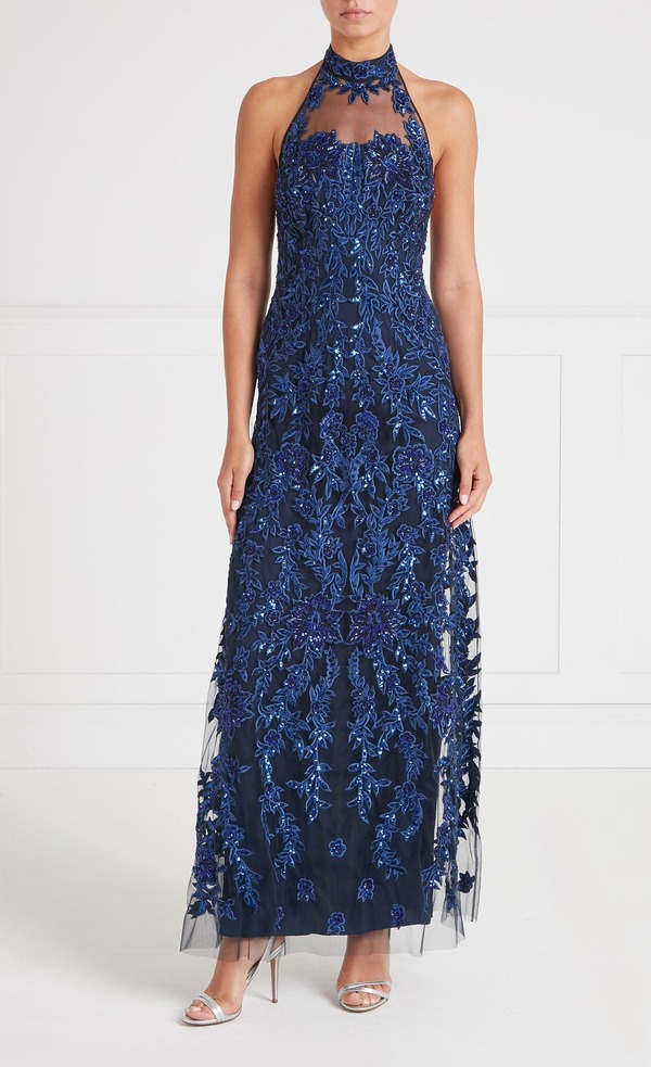 テンパリーロンドン レディース トップス ワンピース ホルター Temperley London Genevieve Halter Gown Midnight|ReVida 店