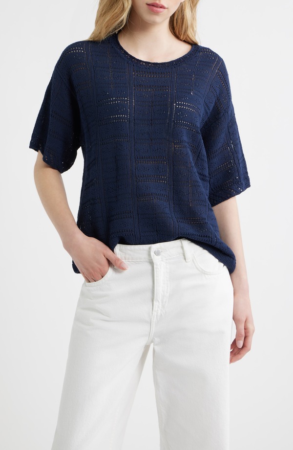 ラグアンドボーン レディース アウター パーカー・スウェット セーター rag & bone Morgan Pointelle Stitch Sweater NAVY ネイビー｜ReVida 店