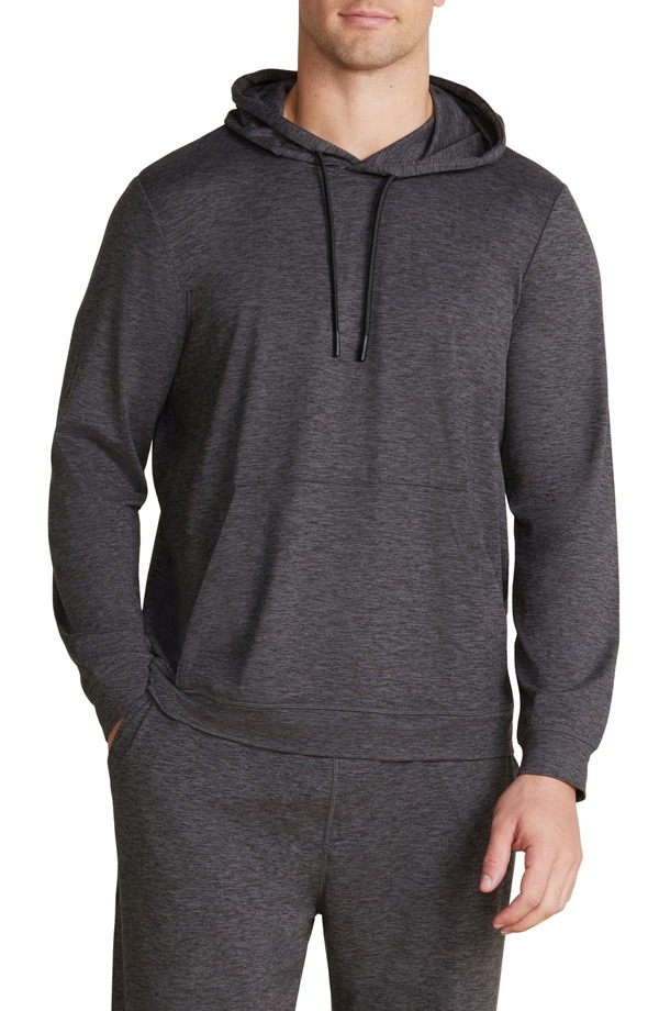 ベアフットドリームス メンズ アウター パーカー・スウェット ニット Barefoot Dreams Malibu Collection Butterchic Knit Hoodie HEATHER CARBON ヘザー｜ReVida 店