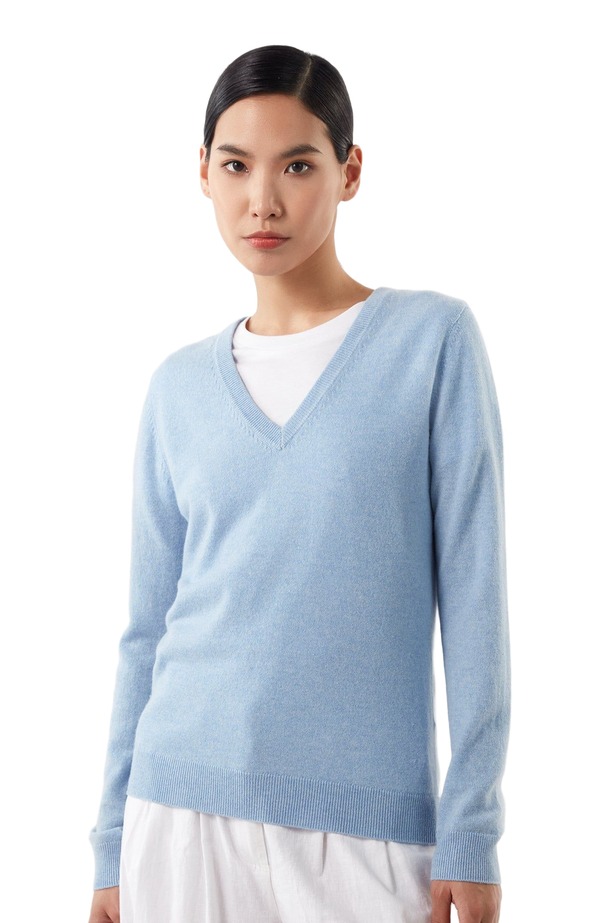 ゴビ カシミヤ レディース アウター パーカー・スウェット Vネック セーター Gobi Cashmere V-Neck Sweater light blue ブルー｜ReVida 店 44,070円