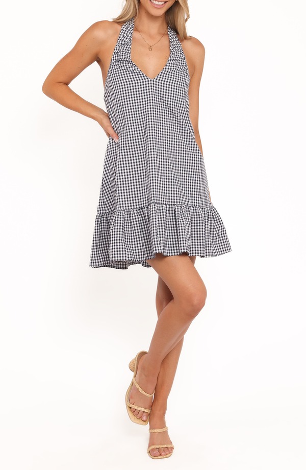 ペタルアンドパップ レディース トップス ワンピース ギンガムチェック ミニ ギンガム ホルター Petal & Pup Samson Gingham Halter Mini Dress NAVY GINGHAM ネイビー｜ReVida 店
