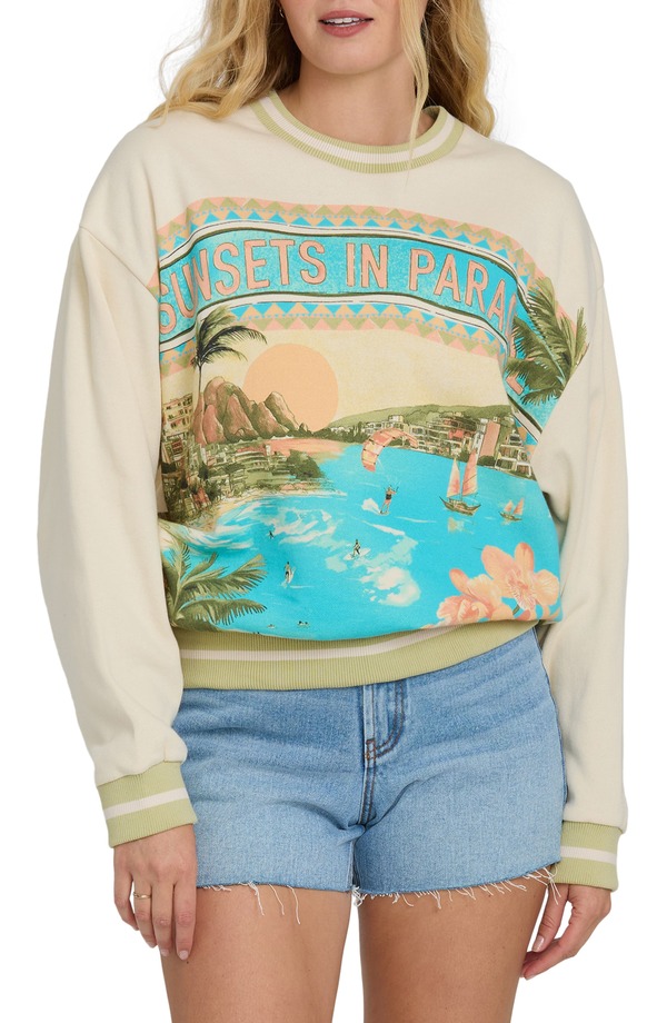 ビラボン レディース アウター パーカー・スウェット クルーネック シャツ Billabong Summer Dream Kendal Crewneck Sweatshirt WHITE CAP ホワイト｜ReVida 店 17,266円