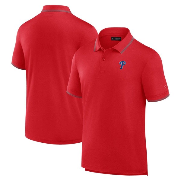 ファナティクス シグネチャー メンズ トップス シャツ Men's Fanaticsignatu red Philadelphia Phillies Pique Polo Shirt Red レッド｜ReVida 店