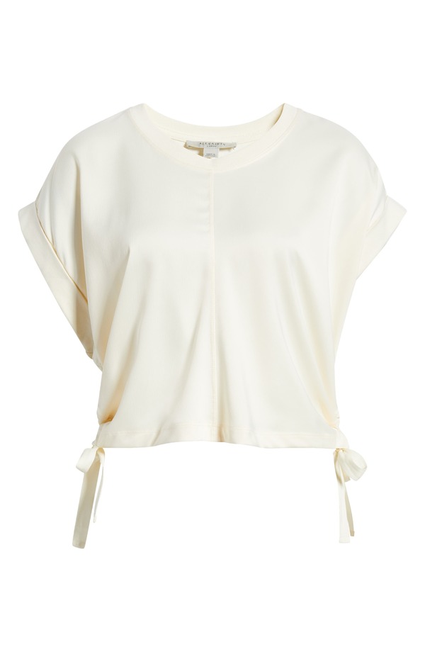 オールセインツ レディース トップス Tシャツ サテン AllSaints Mira Cinched Side Satin T-ShirtOFU WHITE ホワイト｜ReVida 店