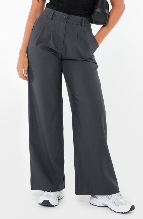 プリンセスポリー レディース ボトムス カジュアルパンツ ワイドレッグ プリーツ Princess Polly Archer Pleated Wide Leg Pants CHARCOAL チャコール|ReVida 店