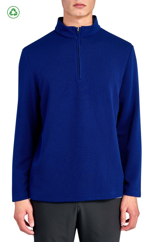 コンストラクト メンズ アウター パーカー・スウェット ハーフジップ レギュラーフィット ニット CONSTRUCT Regular Fit Solid Waffle Knit Recycled Performance Quarter Zip NAVY ネイビー|ReVida 店