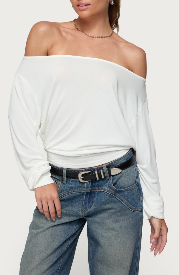 アディクテッド レディース トップス シャツ EDIKTED Nannie Off the Shoulder Top WHITE ホワイト|ReVida 店