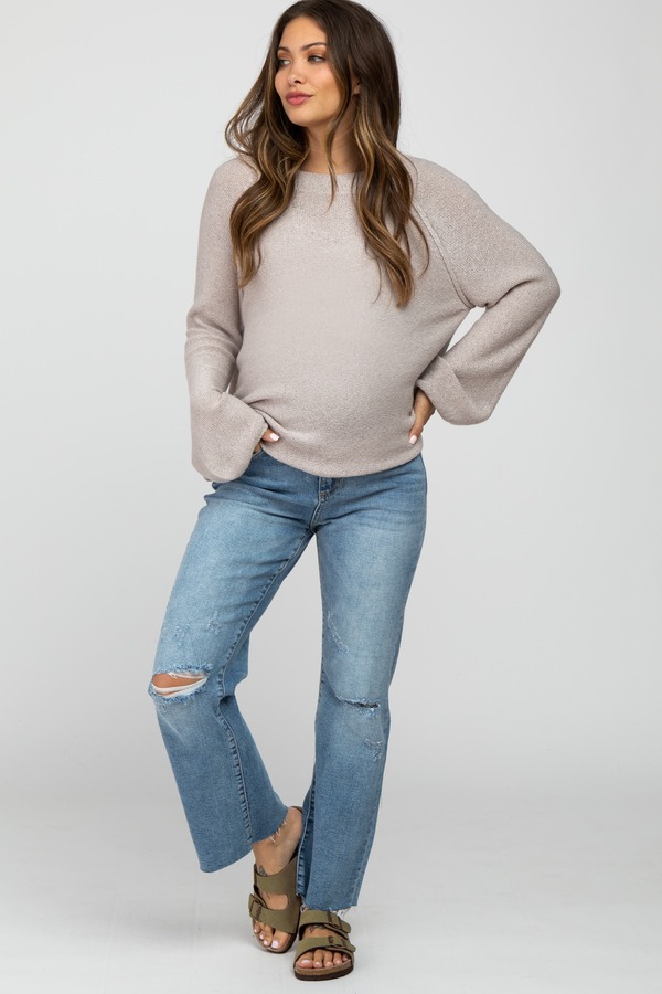 ピンクブラッシュ レディース ボトムス デニムパンツ ストレート マタニティ ジーンズ PinkBlush Straight Leg Frayed Hematernity Jeans (Maternity) Blue ブルー｜ReVida 店