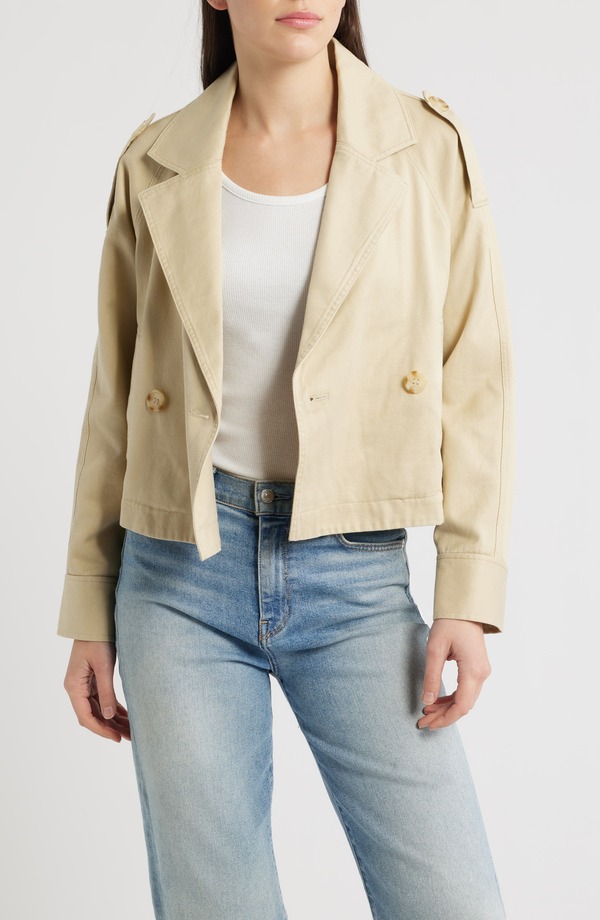 シティブルース レディース アウター ジャケット・ブルゾン CITY BLUES Double Breasted Crop Trench Jacket PUMICE|ReVida 店