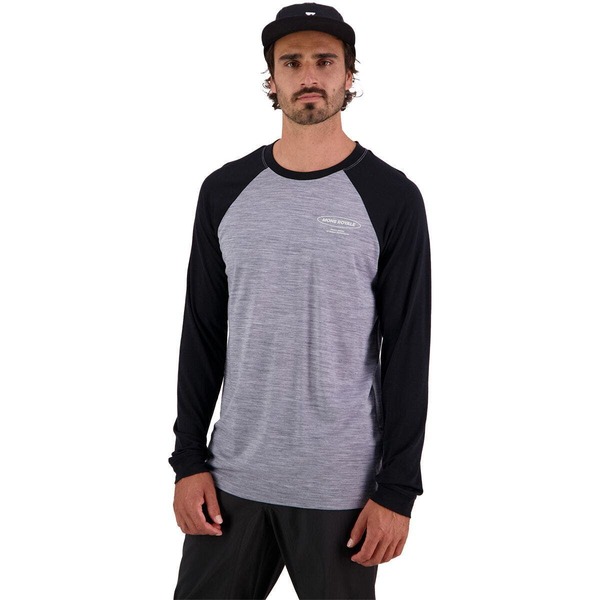モンスロイヤル メンズ トップス シャツ Mons Royale Icon Raglan Top - Men's Grey Heather/Black ブラック|ReVida 店
