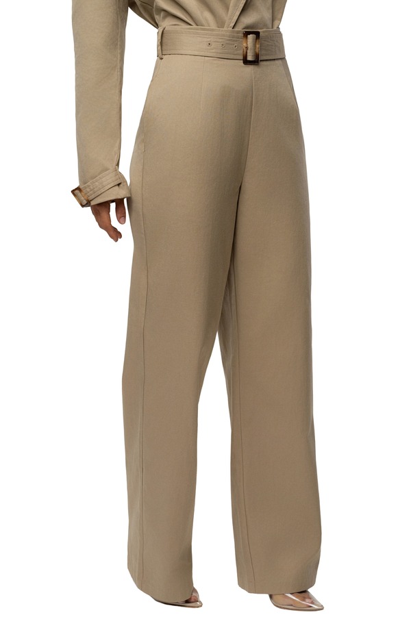 ジェイラックスレーベル レディース ボトムス デニムパンツ コットン JLUXLABEL Uncharted Belted Cotton Blend Pants BEIGE ベージュ|ReVida 店
