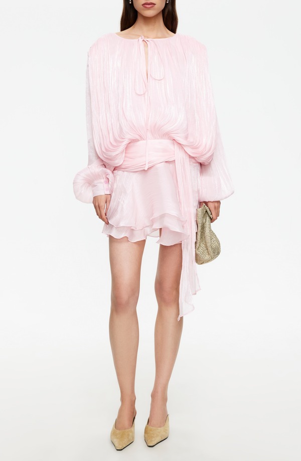 ライオネス レディース トップス ワンピース プリーツ ミニ LIONESS Elements Pleated Long Sleeve Minidress BABY PINK ピンク｜ReVida 店ワンピース