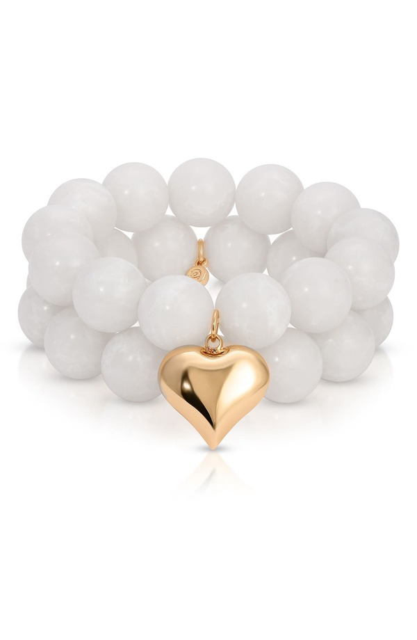 エティカ レディース アクセサリー ブレスレット・バングル・アンクレット Ettika Luck & Love Stone Puffy Heart Stretch Bracelet BONE ストーン｜ReVida 店