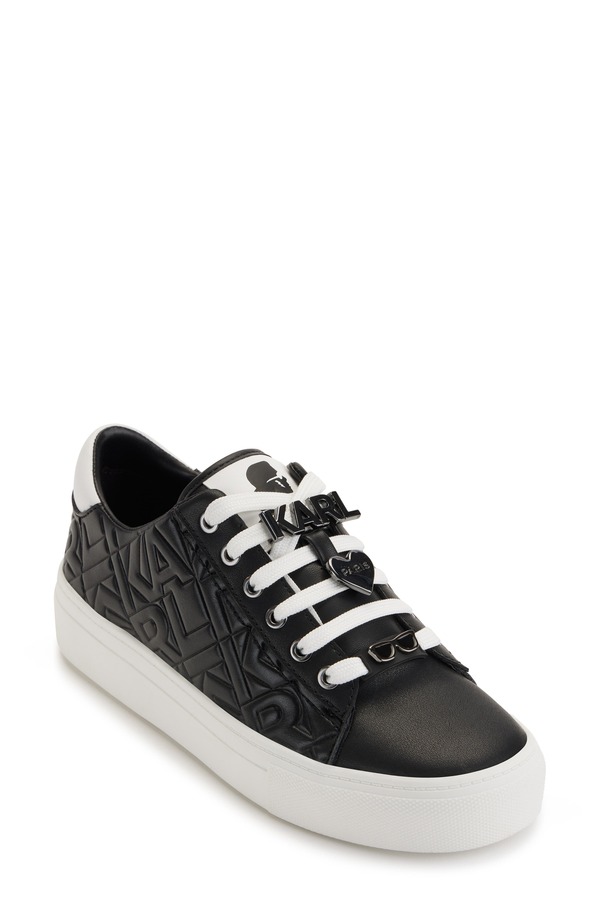 カール ラガーフェルド レディース シューズ スニーカー ロゴ KARLAGERFELD PARIS Cate Pin Logo Sneaker (Women) X1W - BK/BRT WHT｜ReVida 店