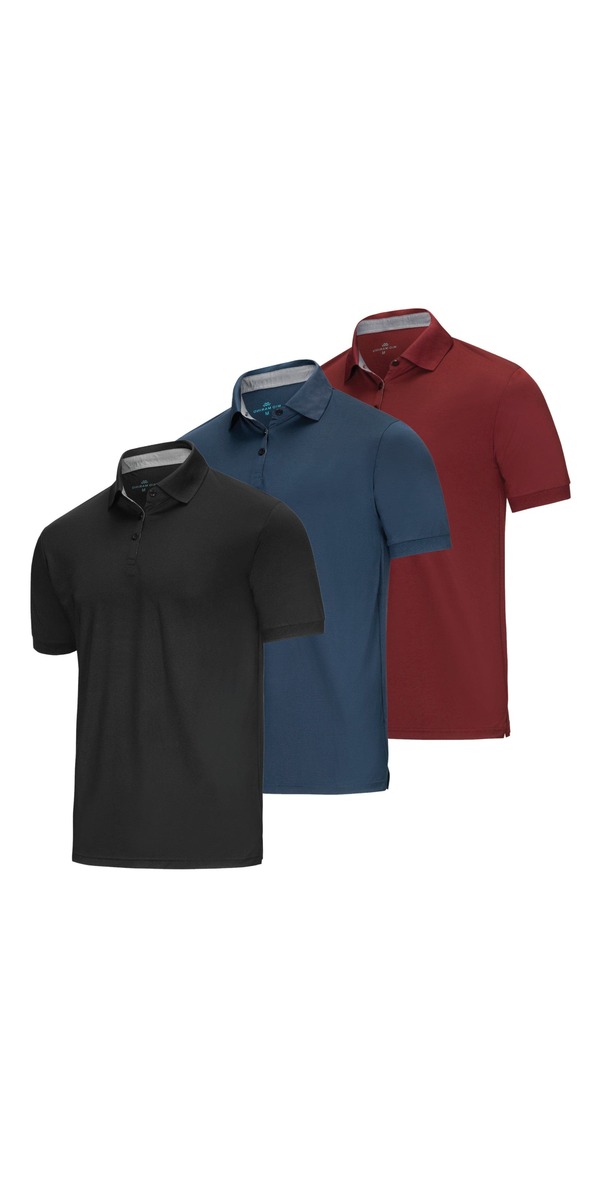 ミオマリオ メンズ トップス シャツ Mio Marino Lightweight Performance Stretch Golf Polo Shirt Black Burgundy Navy ブラック｜ReVida 店