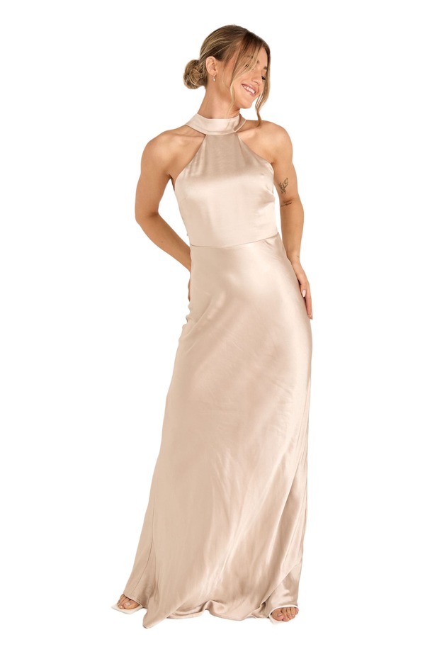 シックスストーリーズ レディース トップス ワンピース サテン ホルター Six Stories Halter Neck Satin Bridesmaidress Oyster|ReVida 店
