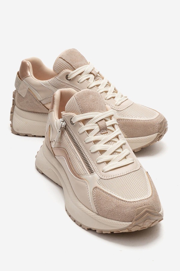 プロローグシューズ レディースニーカー Prologue Shoes Rocca Zip Sneaker (Women) Beige Rose ベージュ|ReVida 店