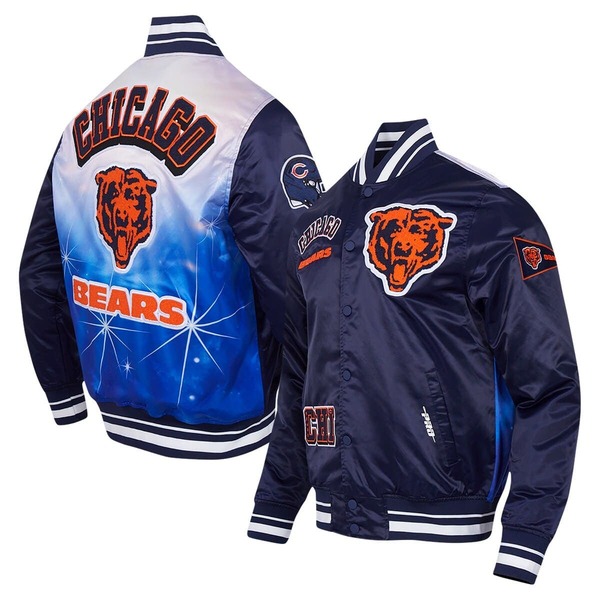 労働者階級標準尺度 メンズ アウター 上衣・上衣 繻子 Men\u0027s Pro Standard Navy Chicago Bearsublimated Satin Full-Snap Jacket Navy 米国海軍