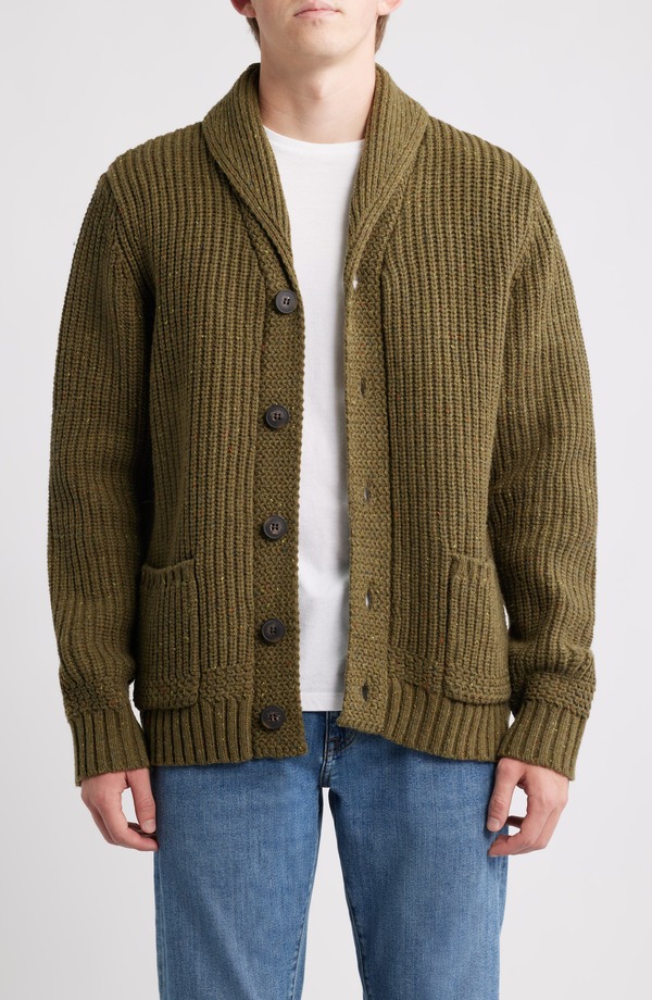 ショット ニューヨーク メンズ アウター パーカー・スウェット ウール ツイード カーディガン Schott NYC Donegal Tweed Wool Blend Cardigan Olive オリーブ