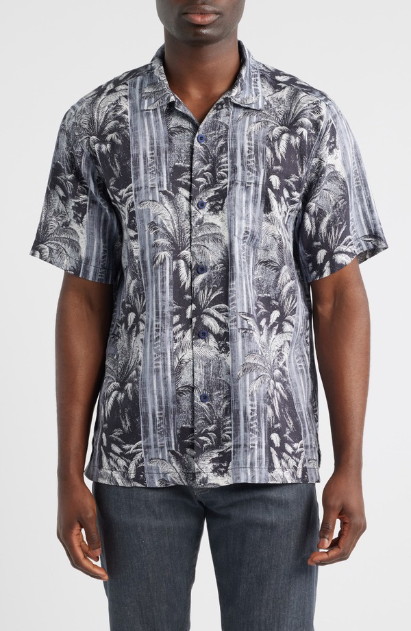 トッミーバハマ メンズ トップス シャツ リネン Tommy Bahama Hawaiianightfallinen Camp Shirt Dark Gravel｜ReVida 店