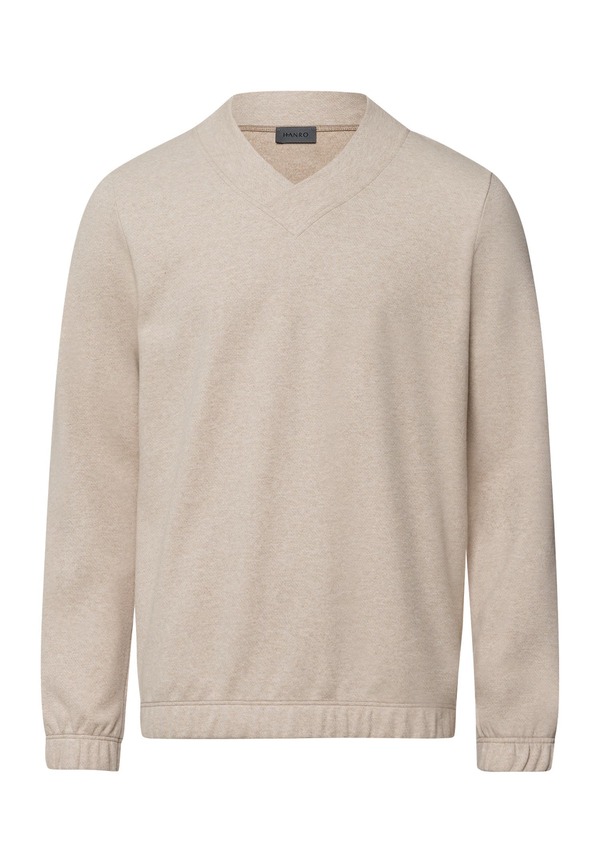ハンロ メンズ アウター パーカー・スウェット コットン ジャージー Hanro Cozy Living Organicotton Soft Jersey Pullover Camelange キャメル|ReVida 店