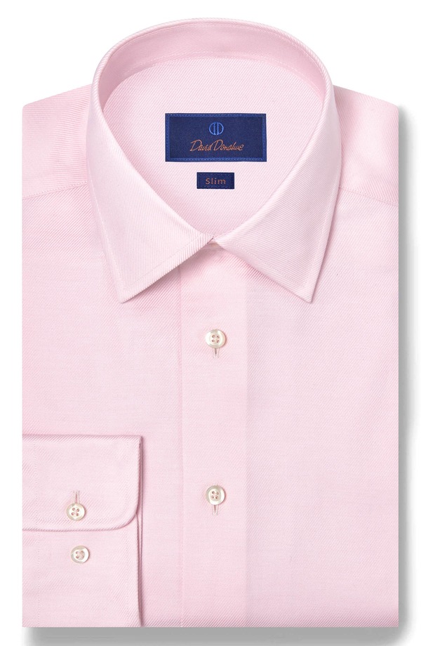 デイビッドドナヒュー メンズ トップス シャツ スリムフィット Davidonahue Slim Fit Stretch Twill Dresshirt Pink ピンク