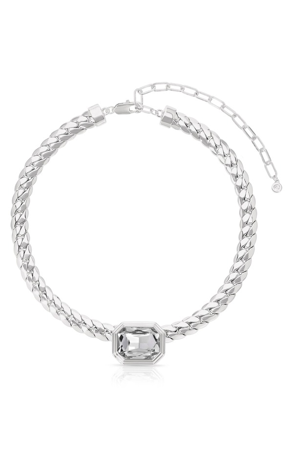 エティカ レディース アクセサリー ネックレス・チョーカー レース Ettika Deco Crystal Statement Cuban Chainecklace SILVER シルバー|ReVida 店