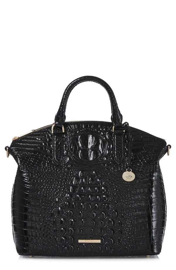 ブランミン レディース バッグ レザー Brahmin Large Duxbury Croc Embossed Leather Satchel BLACK ブラック|ReVida 店