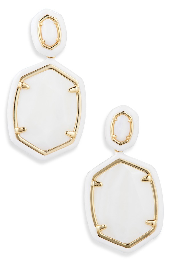 ケンドラスコット レディース アクセサリー ピアス・イヤリング Kendra Scott Daphnenamel Frame Drop Earrings GOLD WHITE MOTHER OF PEARL ホワイト|ReVida 店