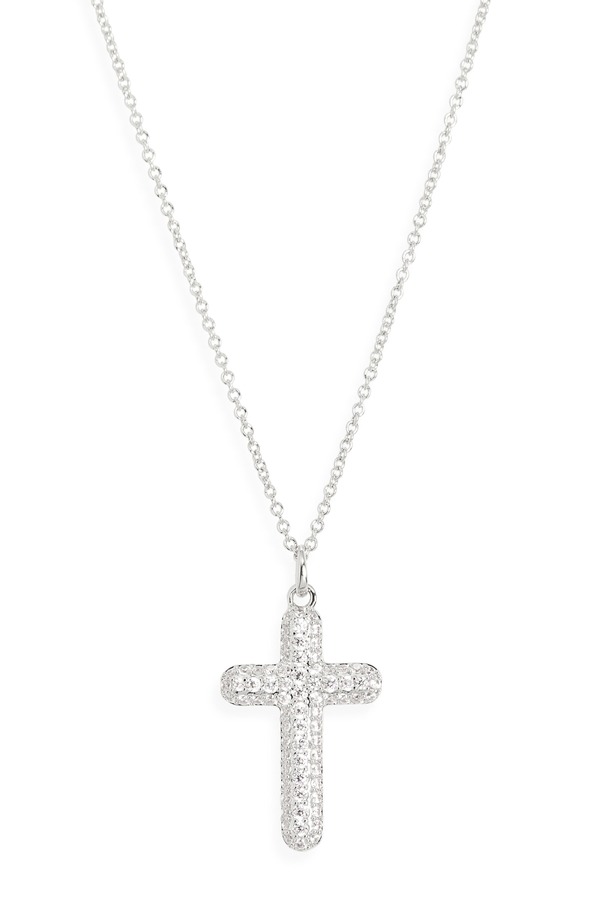 ナディール レディース アクセサリー ネックレス・チョーカー レース Nadri Crushed Pav Cross Pendant Necklace RHODIUM｜ReVida 店